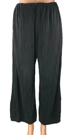 Zara Women's Black High Waisted Wide Leg Pull On Trousers Dress Pants Size M thumbnail 1
