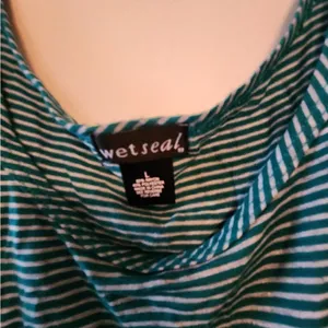Wet seal oversized green and white tank top size womens large thumbnail 3