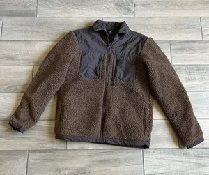 H&M Brown Sherpa Puffer Jacket with Dark Chest Panels thumbnail 1