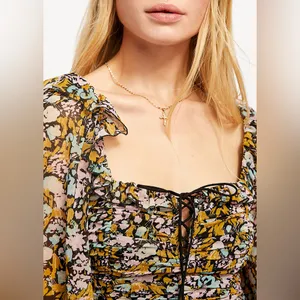 Free People Mabel Balloon Sleeve Floral Boho Blouse Women’s Size Medium thumbnail 2