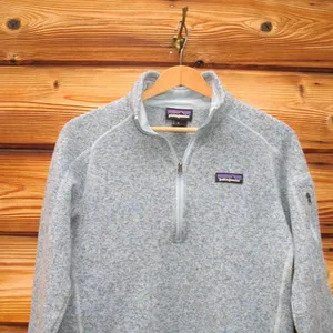 Patagonia Better Sweater 1/4 Zip Pullover Top Light Blue Gray thumbnail 3
