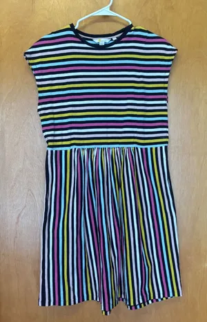 Boden Striped Jersey Dress Womens 4R Multi Color‎ Short Sleeve Cotton D0143 thumbnail 1
