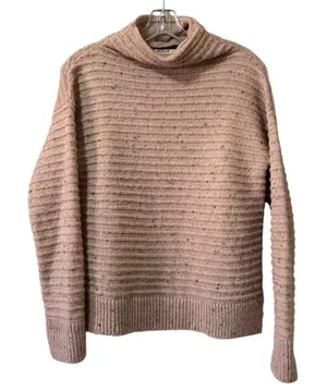 Madewell Women Sweater Size XXS Pink Wool‎ Blend Ribbed Knit Mock Neck Cozy City thumbnail 1