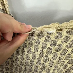 Boho Smocked Paisley Sundress Womens M Cream Black Block Print Mini Prairie‎ thumbnail 6
