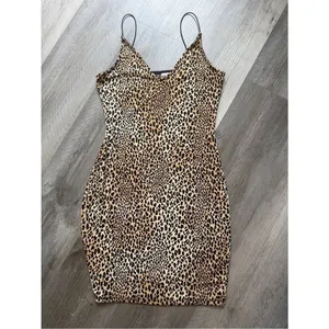 H&M Leopard Black Tan Bodycon Mini Dress Sexy Going Out thumbnail 3