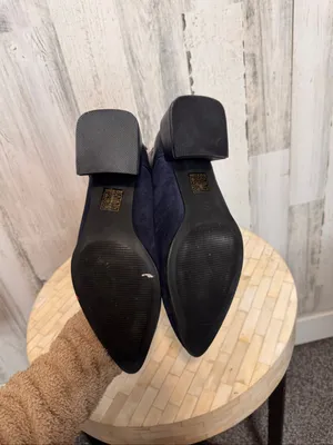 Journee Collection Pointed Toe Block Heel Ankle Booties Womens 8.5 Navy Suede thumbnail 3