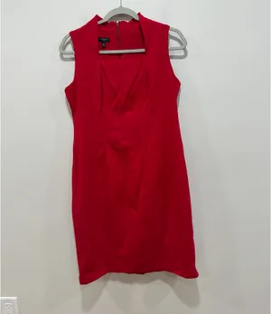 Talbots Red Sheath Dress Sleeveless Career Cocktail Midi Size 8p thumbnail 2