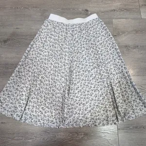 Grace & Karin Womens Pleated Midi Skirt Floral Cream Purple Elastic Waist‎ Large thumbnail 2