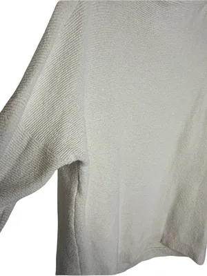 🤍 Free People Ottoman Slouchy Tunic Sweater Cream Ribbed Mock Neck Medium 🤍 thumbnail 3