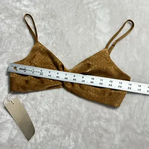 ACOA Bralette Crop Top Women's Small Brown Strappy Twisted Front Elastic Back thumbnail 6