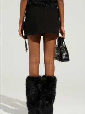 Akira Black Cargo Mini Skirt with Zip Front thumbnail 6