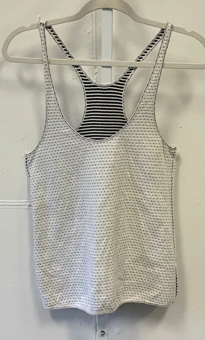 Play by Charlotte Ronson Reversible Racerback Jersey Tank Top Stripe Polka Dot S thumbnail 1