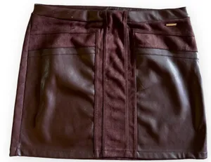 Marc New York Burgundy Velvet Faux Leather mini Skirt XL polyester spandex thumbnail 1
