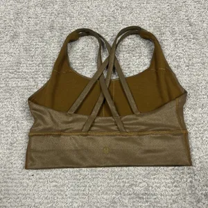 Lululemon Energy Bra Womens 4 Long Line Shine Foil Gold Strappy Athletic W2BXKS thumbnail 2