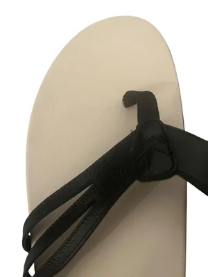 Vionic Alta Toe Post Sandals Black Leather Cream Thong Comfort Shoes 8.5M thumbnail 8