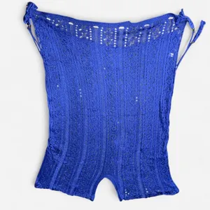 Source Unknown Blue Crochet Knot Coverup Poncho Dress with Side Tassels, NWOT thumbnail 5