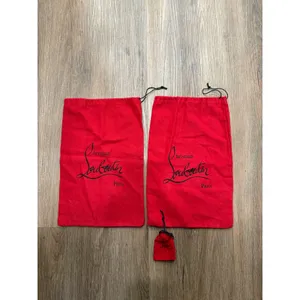 Christian Louboutin Red Flannel Dust Bags Set of 3 Large & Mini Pouch Paris Logo thumbnail 2