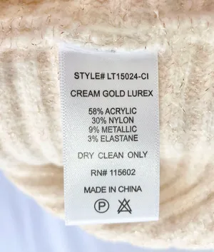 New Lush Lurex Ribbed Boat Neck Sweater Off The Shoulder Long Sleeve Cream Gold thumbnail 14