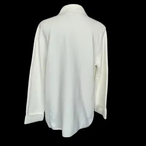 Lands’ End Knit Sweater Blazer White Women’s Size M 10-12 Casual Neutral Cotton thumbnail 4