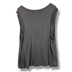 POL Tank Top Charcoal Grey V-Neck Pleated Shoulder Hem Size Large thumbnail 2