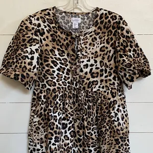 Nicole Miller NY Leopard Mini Dress Bows Puff‎ Sleeves Cotton dress - XS NWT thumbnail 3
