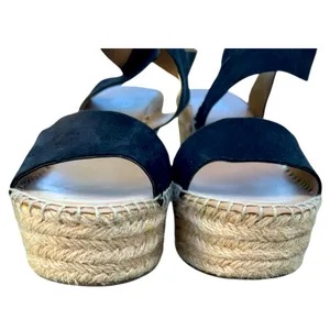 Franco Sarto Tulsa ‎ Black Espadrille Wedge Sandals Women's Size 8.5 M 4" Heel thumbnail 9