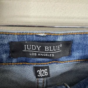 Judy Blue‎ Jeans Juniors 3/26 Blue High Rise Slim Boot Raw Hem Stretch Denim thumbnail 5