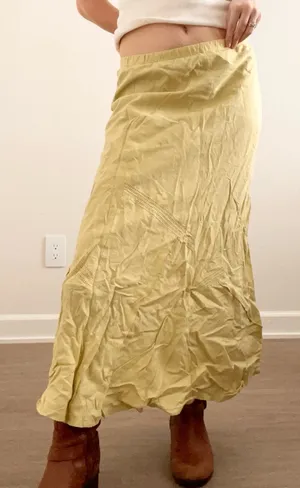 Vintage Green Linen Blend Midi Skirt thumbnail 1