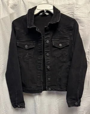 1511 Inc. Women's Distressed Size Medium Black Denim Trucker Pockets‎ thumbnail 1