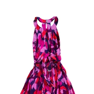 Abel the Label Charlotte Floral Halter Maxi Dress Pink Red Boho | M thumbnail 7