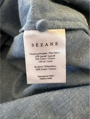 Sézane Embroidered Francesca Blouse Blue Chambray Women’s size 36 US 4 Small thumbnail 8