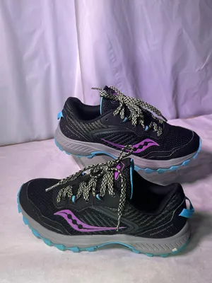 Saucony Women's Black/Purple/Blue Trail Running Shoe thumbnail 2