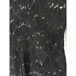 Lauren‎ RALPH LAUREN Lace Sequin Black Dress 14 Ruched Waist Sheer Sleeve Formal thumbnail 3