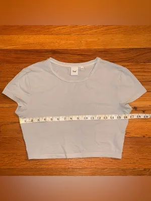 TNA Aritzia Baby‎ Blue Crop Tee Baby Tee size Medium thumbnail 3