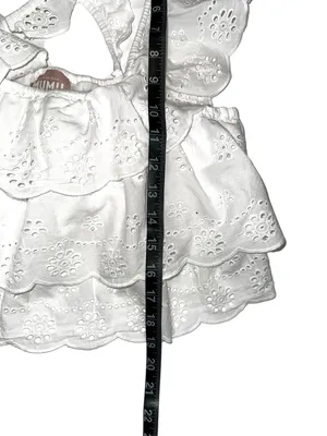 Show Me Your Mumu Girly White Eyelet Ruffle Square Neck Cotton Crop Top SMALL thumbnail 8
