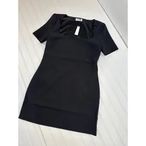 NWT Rumored Mod Mini Dress Black Squared Neck LBD Short Sleeve Party Cocktail XS thumbnail 2