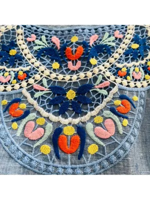 Boden Fleur Linen Embroidered Top in Chambray 12 thumbnail 7