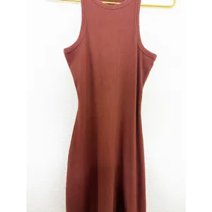 Sezane Erina Tank Midi Dress Size Small Brown Ribbed Quiet Luxury Classic thumbnail 9