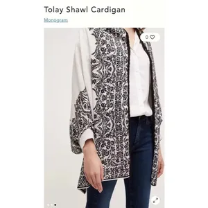HWR Anthropologie XS S Tolay Black White Shawl Cardigan Medallion Boho Festival thumbnail 6