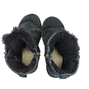 UGG 1118853 Black Suede‎ Leather Shearling Double Zip Mini Boots Womens Size 7 thumbnail 6