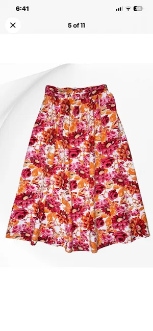 Japna Floral 2 Piece Crop Top Midi Skirt Set Women SM Boho Tropical Feminine Fun thumbnail 5