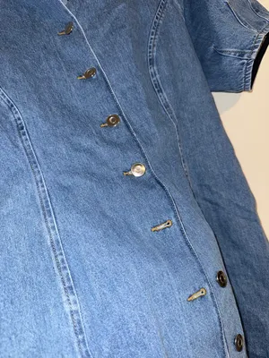 ALIGNE Aurelia Waisted Denim Mini Dress Anthropologie blue button size 12 thumbnail 3