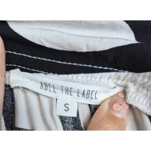 Abel The Label Tiered Maxi Dress Small Black White Abstract Boho Anthropologie thumbnail 4