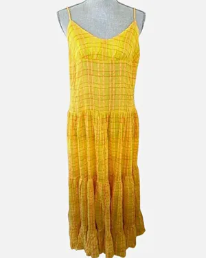 Free People $108 NWT Marigold Maxi Dress Plaid Cotton Woven Strappy Small thumbnail 3