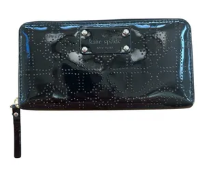 Kate Spade WLRU1444 Metro Spade Neda Continental Wallet Black Patent Cream thumbnail 1