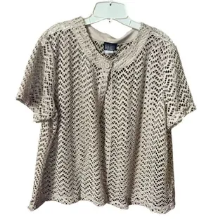 Vintage First Glance size XL crocheted cardigan coastal boho USA thumbnail 1