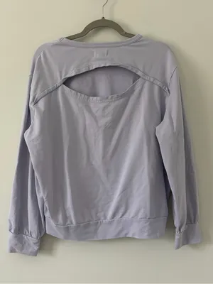 Pact Organic Cotton Open Back Relaxed Fit Lilac Casual Sweater Large thumbnail 4