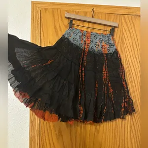 Raj Bohemian Black and Orange Peace Skirt - NWT - OS thumbnail 3