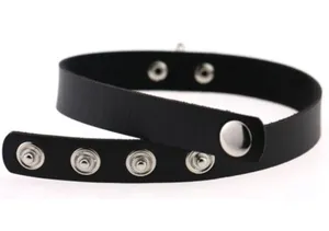 Black O Ring Leather Collar Chocker Punk Necklace thumbnail 4