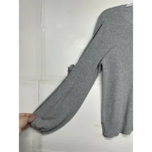 American Eagle Women’s Xl Light Gray Knit Sweater Tie Sleeve Casual Top thumbnail 2